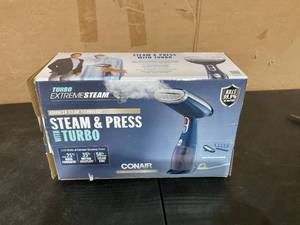lot 426 image: Conair Handheld Garment Steamer for Clothes, Turbo ExtremeSteam 1550W, Portable Handheld Design, Strong Penetrating Steam GS38R