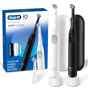 lot 148 image: Oral-B iO Series 2 Electric Toothbrush, Pure White & Night Black, 2 Ct, 3 Heads