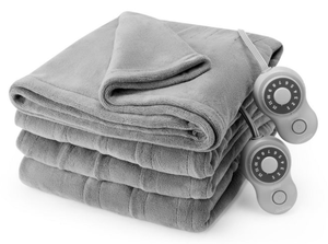 lot 150 image: Queen Size Sunbeam Blanket Grey Microplush, 12 Heat Settings, 12-Hour Auto Shut-Off, Electric Heated Blanket with Controller, 90 x 84