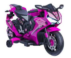 lot 450 image: 6V Barbie Motorcycle Ride on, Max 1 mph, for Kids Ages 3 Years, by Flybar
