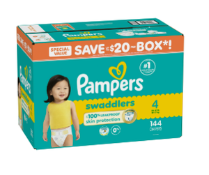 lot 326 image: Pampers Swaddlers Baby Diapers Size 4, 144 Count