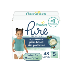 lot 327 image: LOT OF 2 Pampers Pure Baby Diapers Size 5, 48 Count