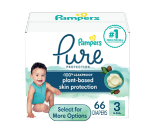 lot 329 image: LOT OF 2 Pampers Pure Baby Diapers Size 3, 66 Count