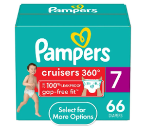 lot 334 image: Pampers Cruisers 360 Pull-On Baby Diapers Size 7, 66 Count