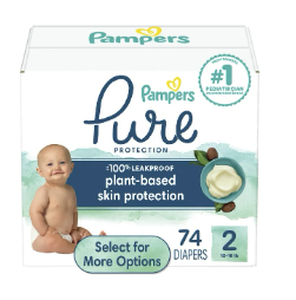 lot 336 image: Pampers Pure Baby Diapers Size 2, 74 Count