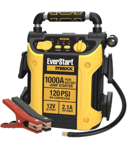 lot 407 image: EverStart Maxx 1000 Peak Amp Jump Starter with Compressor, Pivoting LED Light, DC and USB Port