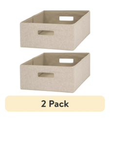 lot 417 image: LOT OF 5 (2 pack) Better Homes & Gardens Half-Size Fabric Storage Bin, Tan