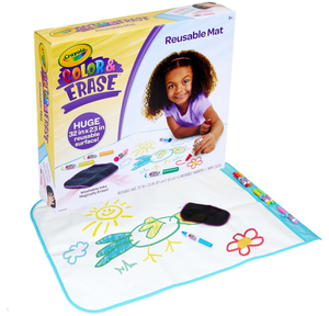 lot 476 image: Crayola Color and Erase Mat, Giant Reusable Coloring Pad, Washable Markers, Travel Activity for Kids, Gift for Kids, Ages 3