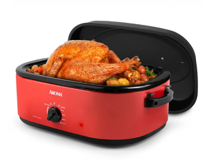 lot 631 image: Aroma 18Qt. Electric Roaster Oven with High Dome Lid, 8X Bonded Granite Enamel