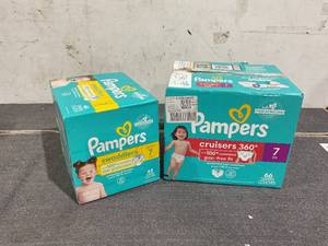 lot 475 image: LOT OF 2 Pampers Size 7, 44 Count & 66 Count
