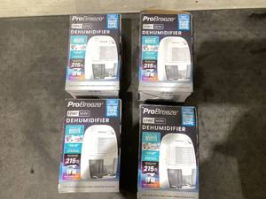lot 667 image: LOT OF 4 Pro Breeze Mini Portable Dehumidifier, 17oz Ultra Quiet Compact Peltier Dehumidifier, 215 Sqft