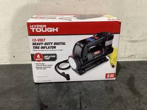 lot 678 image: Hyper Tough DC 12V Heavy Duty Direct Drive Digital Tire Inflator with Detachable LED Light