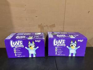lot 446 image: LOT OF 2 Luvs Platinum Protection Baby Diapers, Size 3, 100 Count