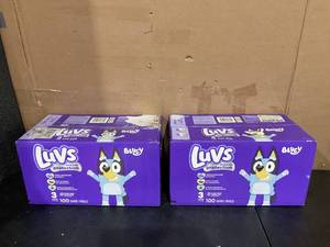 lot 715 image: LOT OF 2 Luvs Platinum Protection Baby Diapers, Size 3, 100 Count