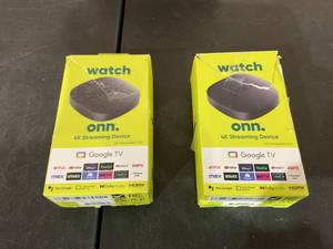 lot 598 image: LOT OF 2 Onn. Google TV 4K Pro Streaming Device 4K