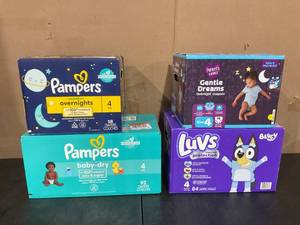lot 563 image: LOT OF 4 Boxes of Diaper Size 4