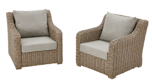 2PCS Better Homes & Gardens Bellamy Outdoor Wicker Club Lounge Chairs Gray Cushions with Patio Cover