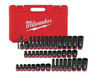 lot 16 image: Milwaukee 49-66-7009 43PCS SHOCKWAVE Impact Duty 38 Drive SAE & Metric Deep 6 Point Socket Set