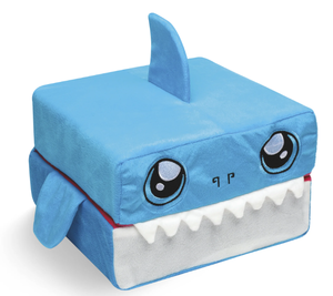 lot 724 image: LOT OF 4 Pillow Cube Kid Cubes Shark Toddler Pillow, 2-in-1 Fun Toy & Plush Pillow for Kids Ages 3