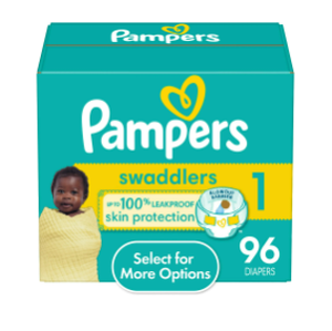 lot 448 image: LOT OF 2 Pampers Swaddlers Baby Diapers Size 1, 96 Count