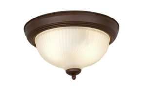 lot 675 image: LOT OF 2 Mainstays 11 Classic Flush Mount Ceiling Light, Bronze Finish Frosted Glass Shade, Bulb Not Included