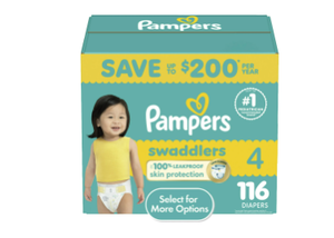 lot 709 image: Pampers Swaddlers Baby Diapers Size 4, 116 Count