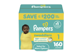 lot 566 image: Pampers Swaddlers Baby Diapers Size 1, 160 Count