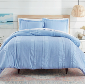 lot 689 image: Better Homes & Gardens 3-Piece Blue Waffle Stripe Comforter Set, Adult King