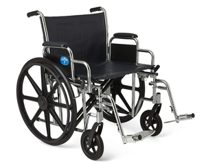 lot 57 image: Medline Extra Wide Bariatric Wheelchair, 24 Wide Seat, Supports up to 500 lbs