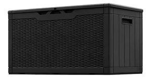 lot 58 image: Tozey 100 Gal. Fusion Style Deck Box Black Outdoor Resin Storage Box