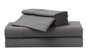 lot 549 image: LOT OF 2 3PCS Twin Size Serta So Soft Dark Gray Sheet Set
