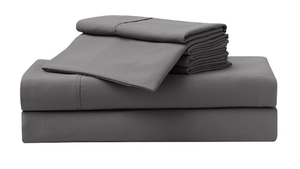 lot 552 image: LOT OF 2 3PCS Twin Size Serta So Soft Dark Gray Sheet Set
