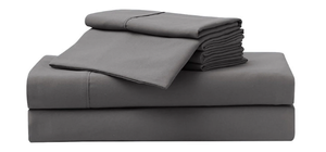 lot 553 image: LOT OF 2 3PCS Twin Size Serta So Soft Dark Gray Sheet Set