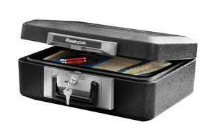 lot 569 image: SentrySafe 1160 Fire-Resistant Box Safe with Key Lock 0.25 cu. ft