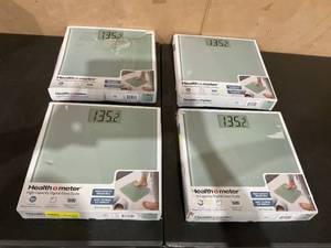 lot 583 image: LOT OF 4 Health O meter High-Capacity Compact Digital Bathroom Scale, 500 lb. Capacity, Glass