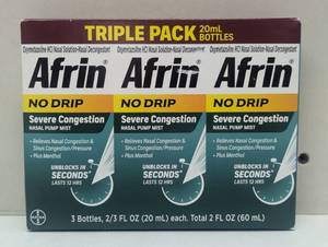 lot 102 image: Afrin No Drip Severe Congestion 12 Hour Nasal Pump - 3 Pack