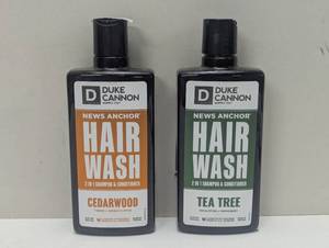 lot 59 image: Duke Cannon 2 Pack Hair Wash - Tea Tree & Cedarwood - 2 in 1 Shampoo and Conditioner