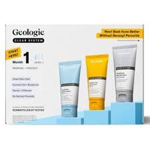 lot 4 image: Geologie Clear System Month 1  Level 1 Acne Treatment & Skincare Set - 3pc