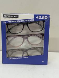 lot 232 image: Design Optics by Foster Grant Kiersey Plastic Square Reading Glasses, 3-pk,2.50