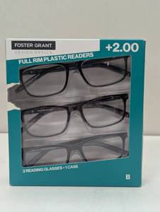 lot 233 image: Design Optics by Foster Grant Cole Plastic Reading Glasses 3-Pack 2.00
