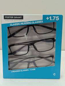 lot 236 image: Design Optics by Foster Grant Dax Plastic Rectangle Reading Glasses,3-pack 1.75