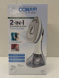 lot 214 image: Conair Turbo Extremesteam 2 in 1 Steamer and Iron with Gentle Temp Accessories