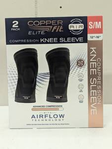 lot 199 image: Copperfit Elite Air Knee Compression Support Knee Sleeve for Joint Pain and Arthritis Relief - 2 Pack - Size SM