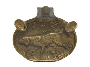 lot 160 image: Excellent Antique Bronze Ashtray wHunting Dog