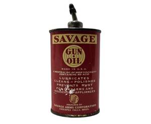 lot 57 image: Awesome Old Vintage SAVAGE ARMS Gun Oil Can wLead Top