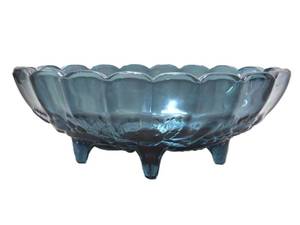 lot 59 image: Larger Vintage Footed Blue Carnival Glass Centerpiece Bowl