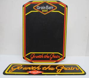 lot 30 image: 2 Vintage 1970s era GRAIN BELT Embossed Neon Style Advertising Beer Signs
