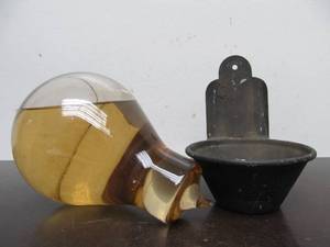 lot 34 image: Old Vinateg Glass Fire Grenade wWall Mount Bracket #1