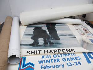 lot 69 image: HUGE Estate Lot of Vintage WinterSkiing Posters 