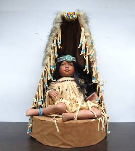 lot 85 image: Large Native American Porcelain Doll Display - Rising Moon